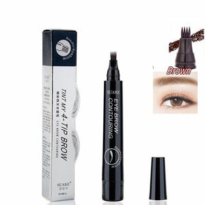 4 Colors 3D Microblading Eyebrow Tattoo Pen 4 Fork Tips Fine Sketch Liquid Eyebrow Pencil Waterproof Eyebrow Tint Makeup TSLM2
