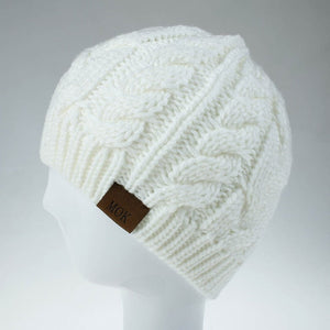 Winter Woman Beanie Hat Knit Warm Ponytail Messy Stretch Hat Fashion Winter Skullies Beanies Female Gorros Bonnet